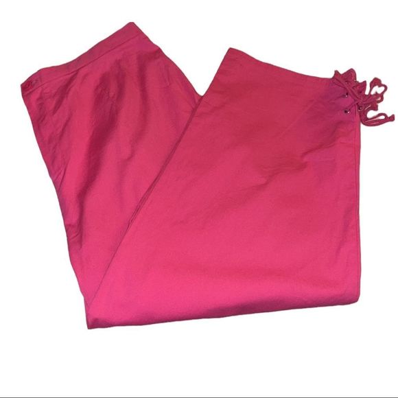 Vintage Sag Harbor Sport Petite Pants Women’s Hot Pink Capris Pants Lace Detail - Picture 4 of 8